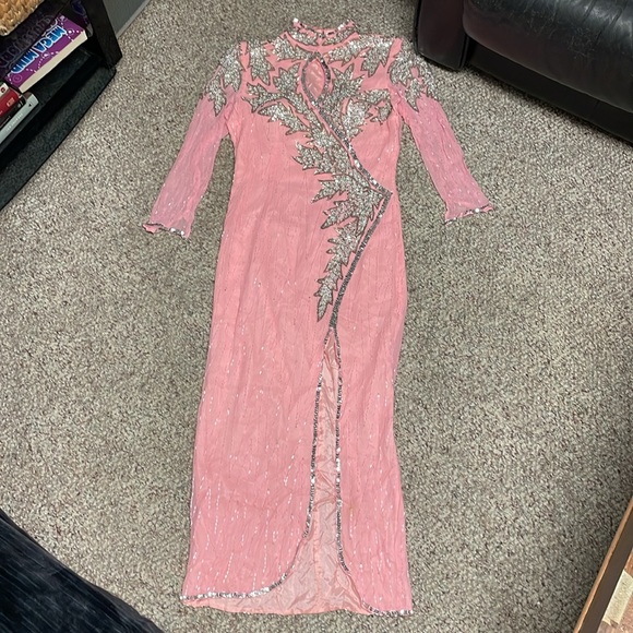 Vintage Dresses & Skirts - Vintage 100% silk beaded/sequinned gown